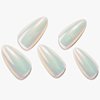 GLAMERMAID Chrome Press On Nails Medium Almond- White Handmade Metal Gel Fake Nails Stiletto, Glitter Glazed Donut False Nail Oval, Glossy Natural Reusable Acrylic Stick Glue on Nails Kit for Women