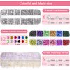 Hair Face Gems Rhinestones with Makeup Glue, Flat Back Colorful Jewels Crystal Half Round Pearl Gold Holographic Glitters Sequins Kit, Wax Pencil Tweezer and Brush for Face Eye Hair Body Makeup