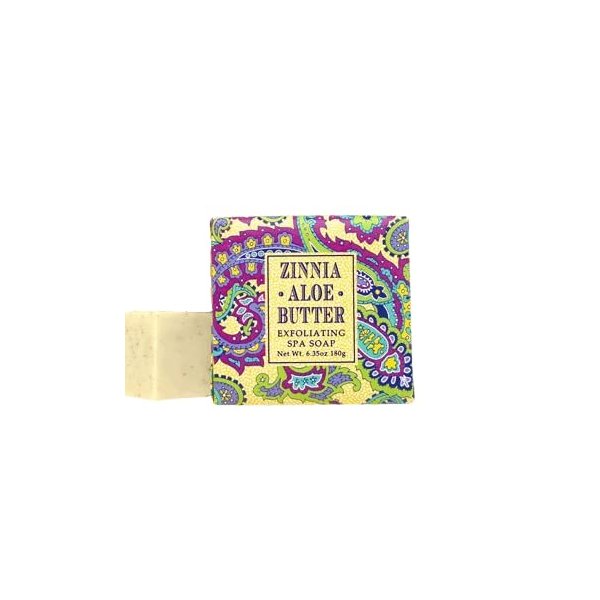 Greenwich Bay Trading Greenwich Bay Vegan Natural Botantical Shea Butter Bar Soap, French Milled Triple Milled, Essential Oils, 6.35 ounces (Zinnia Aloe Exfoliating)