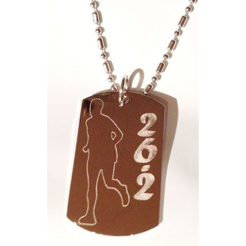 Running Marathon 26.2 Miles Logo Symbols - Military Dog Tag Luggage Tag Key Chain Keychain Metal Chain Necklace
