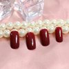 Elevenail Press on Nails Glossy Dark Wine Red False Nails Medium Length Square Fake Fingersnails Daily Manicure Salon DIY Faux Ongles Solid Red Nails Art Tips Gifts for Women Girls