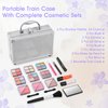 AOLIKOKO Makeup Kit for Teenager & Women Full Kit, All in One Makeup Set With The Small Cosmetic Train Case, Professional Makeup Kit, Makeup Gift Set for Women Girls (silver)