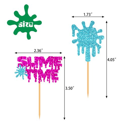 36 Pieces Glitter Slime Cupcake Toppers Colorful Painted Slime Cupcake Decorations for Slime Themed Birthday Party Art Themed Baby Shower Party Supplies