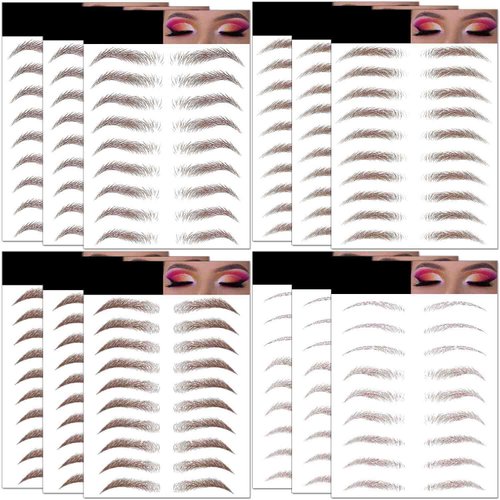 12 Sheets Eyebrows Tattoo Waterproof, 108 Pairs Eyebrow Tattoo Stickers Temporary Eyebrow Tattoos for Women & Girl, Fake Eyebrows Peel Off False 4D Hair-like Instant Transfer Brows