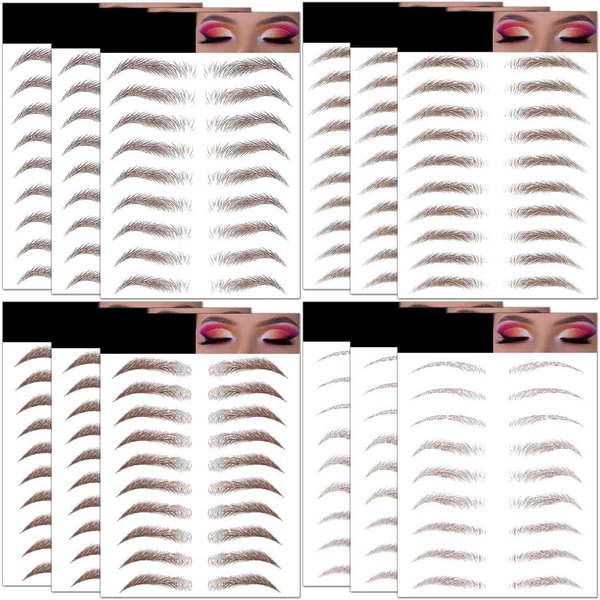 12 Sheets Eyebrows Tattoo Waterproof, 108 Pairs Eyebrow Tattoo Stickers Temporary Eyebrow Tattoos for Women & Girl, Fake Eyebrows Peel Off False 4D Hair-like Instant Transfer Brows