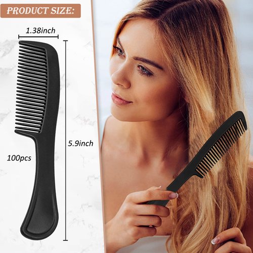 Aiofaervy 100 Pack Combs in Bulk, Individually Wrapped Disposable Combs, Bulk, Travel Comb, Black, 6Inch Long, Plastic Material, for Hotel, Shelter, Nursing Home, Charity, Church