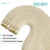 YoungSee Sew in Hair Extensions Blonde Weft Real Human Hair Extensions Platinum Blonde Sew in Extensions Blonde Hair Weft Extensions Real Human Hair 16Inch 100G