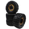 HIRCQOO 2.2" Rubber Tires Inflatable OD135mm & 12mm Hex Hub Plastic Beadlock Wheel Rims Compatible with Axial SCX10 Tamiya CC01 TF2 Traxxas 1/10 RC Monster Truck Crawler (Yellow)