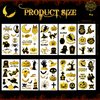 Konsait 72 Pcs Halloween Temporary Tattoos, Metallic Gold Temporary Tattoos Halloween Goodie Bag Stuffers Body Makeup Fake Tattoos Non Candy Halloween Treats
