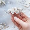 YBSHIN Wedding Hair Accessories for Women Silver Flower Hair Clips Rhinestone Bridal Headpieces Pearl Hair Accessories for Women and Girls