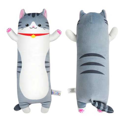 BenBen Long Cat Plush Pillow, Cat Stuffed Animal Body Pillow, 20 inch/50cm, Cute Soft Kitten Squishy Toy Gift for Kids and Youth