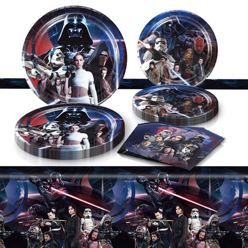 41Pack Star War Party Supplies include 20 plates, 20 napkins 1 Tablecloth for Star War birthday party decoration