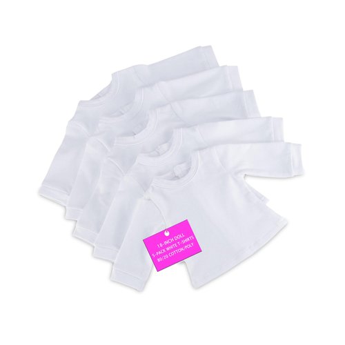 Emily Rose 18 Inch Doll Clothes Value Basics 5-Pack Long Sleeved Bright White 18-in Doll T-Shirts | Compatible with 18" American Girl Dolls