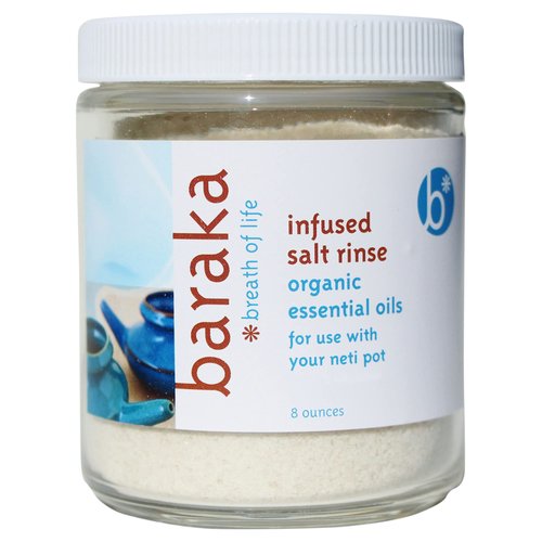 Baraka Infused Sea Salt - Neti Pot Salt for Sinus Rinse & Nose Cleaner, Essential Oil Infused Neti Salt, Nasal Salt w/Virginia Cedarwood, Palmarosa, Green Myrtle, Fir Balsam & Rosemary, 8 oz (1 Pack)