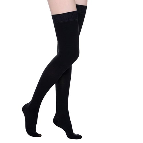 Thigh High Compression Socks Men & Women, Firm Support 20-30 mmHg Gradient Compression with Silicone Band, Closed Toe Compression Stockings for Medical, Edema, Varicose Veins.(Close Black XXL)
