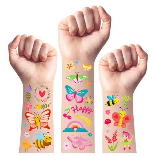 TatoYard Goodie Bags Stuffers for Kids, 14 Sheets Colorful Temporary Tattoos Stickers for Birthday Party Supplies, Party Toys Games for Boys Girls party favors Decorations (Butterfly)