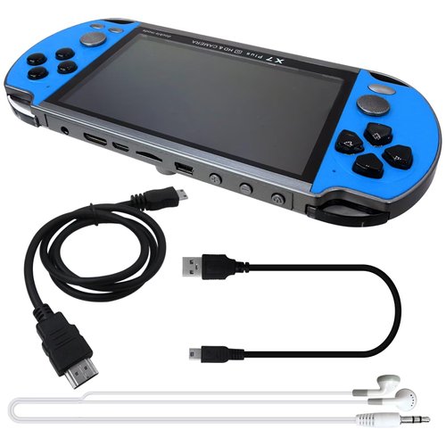 ATIODYUUK New 1000 Games Built-in Retro Portable Mini Handheld Video Game Console 8-Bit 5.1Inch Color LCD Kids Color Game Player Built-in 10000 Games (Blue)