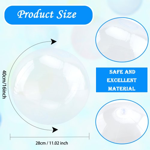 Octaday 14 Pack 16 Inch Inflatable Clear Beach Ball Transparent Beach Ball Swimming Pool Balls for Kids Adults Summer Beach Pool Party Favors