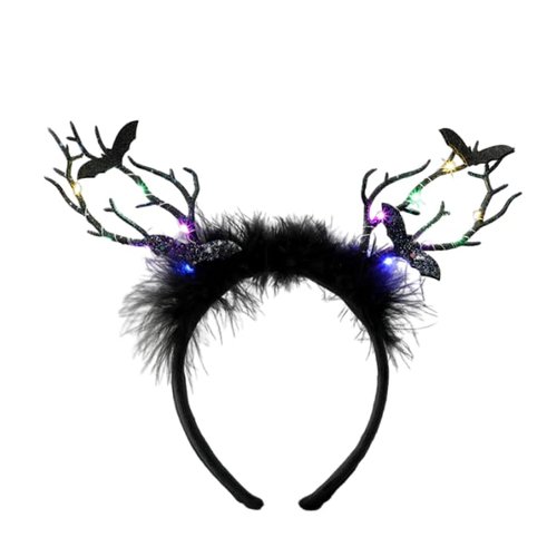 YOVECATHOU Halloween Branch Bat LED Light Up Hair Band For Women Men Halloween Cosplay Costume Props