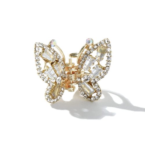 Gold Butterfly Hair Claw Transparent Elegant Hair Accessories Rhinestone Korean Sweet Girl Pearl ...