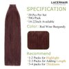 Lacer 20 Inch Invisible Best Tape in Hair Extensions Human Hair Silky Straight Double Sided PU Skin Weft Tape in Human Hair Extensions Color #99J Red Wine Burgundy 50g 20pcs