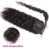 Seelaak Hair Water Wave Ponytail Extensions Human Hair Wrap Around Corn Wave Pony Magic Paste Brazilian Human Hair Extensions for Women Natural Black(16 inch)