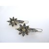 Two small tiny gray crystal flower hair pin clip barrettes fine hair