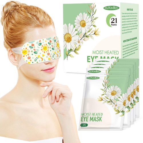 MUYUNBOS Steam Eye Mask,21PACKS Self Heated Eye Mask,Disposable Soothing Eyes Moisturizing Heat Eye Mask Warm and Comfy for Migraines Tired Eyes Dry Eyes