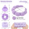 Araluky 7Pc Puffy Spa Headband and Wristband Set Skincare Headband for Washing Face Scrunchies Powder Puff Sponge Spa Makeup Headband Puffy Headband Terry Cloth Headband for Mask Makeup Removal-Purple