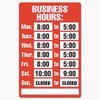 CONSOLIDATED STAMP 98072 Business Hours Sign Kit, 15 x 19, Red