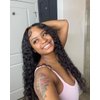 Deep Wave Lace Front Wigs Human Hair Wigs for Black Women Curly Human Hair Wigs Wet and Wavy Lace Front Wig Human Hair Glueless Wigs Human Hair with Baby Hair 150% Density(Natural Color, 18 Inch)