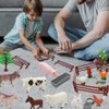 Realistic Farm Animal Figures Toys, 44 Pcs Plastic Farm Figurines Playset Includes Fences Mini Farm Animal Cake Topper Learning Toy Set for Kids & Toddlers