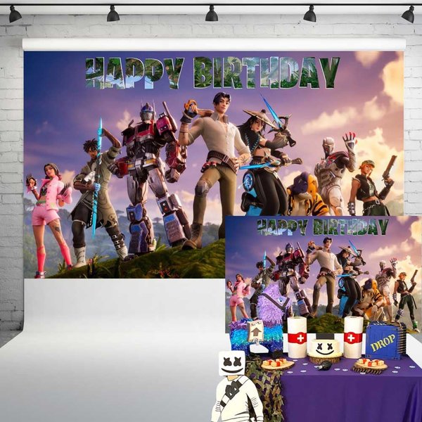 Battle Royale Birthday Banner Backdrop Video Game Party Supplies Battle Royal Party Decorations Background for Kids and Adult Cake Table Poster 5x3 ft 188