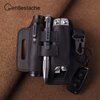 Gentlestache Belt Sheath, Practical EDC Leather Belt Organizer with Multitool Pouch, Flashlight/Pen Holder and Keychain Clip for Men Black