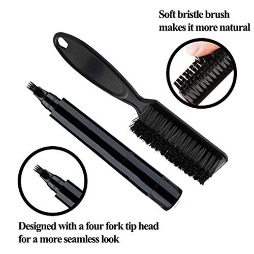 VERONNI Black Beard Pen Filler For Men Beard Thickener Kit Long Lasting Moustache and Eyebrows Beard Pen with a Micro-Fork Tip Applicator Includes Bristle Brush for Blending Set (Black)