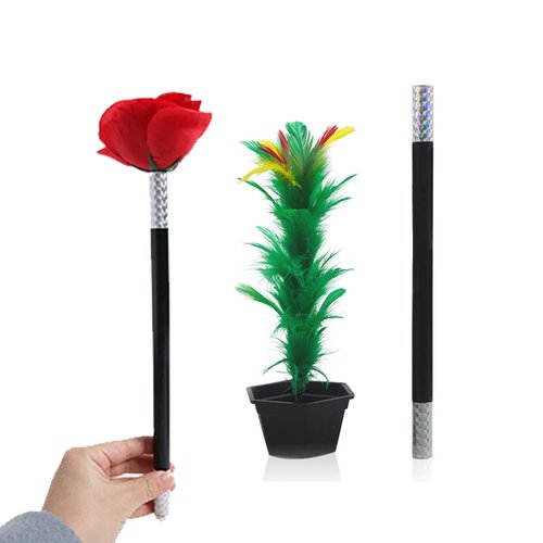 Stick to Rose+Flower Magic Tricks Flowers Appearing Close up Street Stage Magic Props,Easy Magic Trick Toys Show Performance Prop Funny Toys for Adults Kids