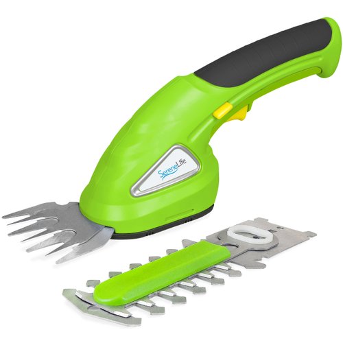 SereneLife Cordless Hedge Trimmer Handheld Grass Cutter Shears Electric Shrub Trimmer with 3.6V Rechargeable Battery, 2-in-1 System Lightweight and Portable Ideal for Lawns and Gardens
