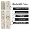 8 Sheets Metallic Gold Temporary Tattoos, Muulaii Shimmer Waterproof Fake Tattoos Long Lasting Gold Silver Glitter Stickers in Bracelets, Back, Wrist and Arm Bands