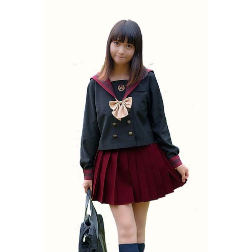 Beautifulfashionlife Women`s School Uniform High Waist Pleated Skirts Solid Color(2XL,Wine Red)