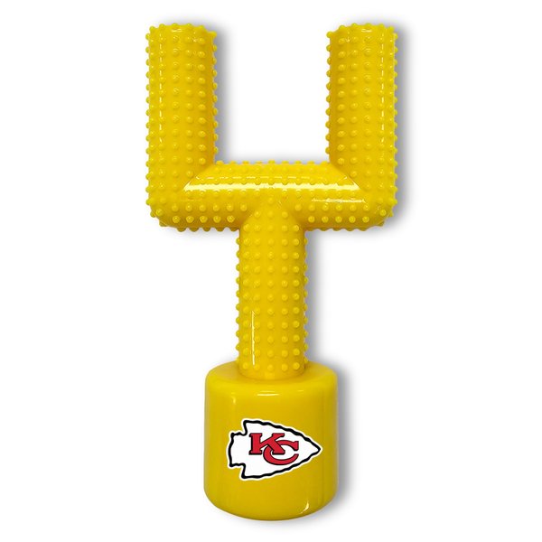 NFL Kansas City Chiefs Mega-Chew Hard Nylon Bacon-Flavored Dog Bone Football Goal Post Chew Toy. Interactive Tasty Fun Dog Chew Toy. Indestructible Strong & Durable Pet Chew Toy. Extra Tough Dog Toys