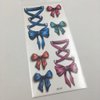 Oottati 2 Sheets Colorful Ribbon, Blue Pink 3D Bow Tie Leg Shoelace Waterproof Arm Hand Temporary Tattoo Stickers Look Real and Last Long