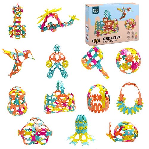 138 Pieces Building Blocks Kids STEM Toys Versatile Fun Combination Toys for Early Education Enlightenment Thinking DIY Creative Toys for Preschool Boys and Girls Aged 3+