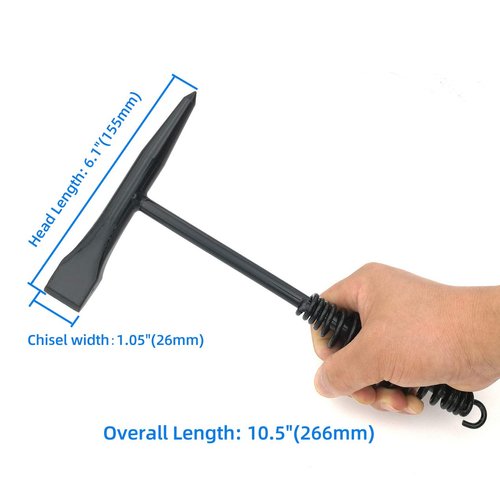 VASTOOLS Welding Chipping Hammer with Coil Spring Handle,10.5",Cone and Vertical Chisel/ 10" Wire Brush(Free), Black