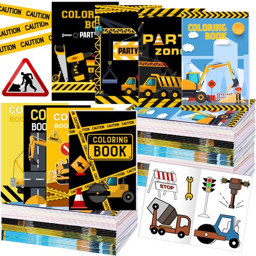 Estune 40 Pcs Coloring Books Party Favor for Kids Coloring Book Set Mini Small Color Booklets Goodie Bag Stuffers Gift Classroom Home(Construction Trucks)