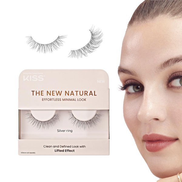 KISS The New Natural Effortless Minimal Look False Eyelashes 12mm, Full Strip Lash Single Pack, NNS02, 1 Pair