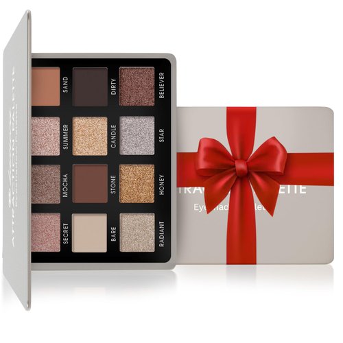 Lamora Nude Neutral Eyeshadow Palette - 12 Natural Highly Pigmented Shimmer & Matte Shades - Travel Size Makeup Palette with Mirror