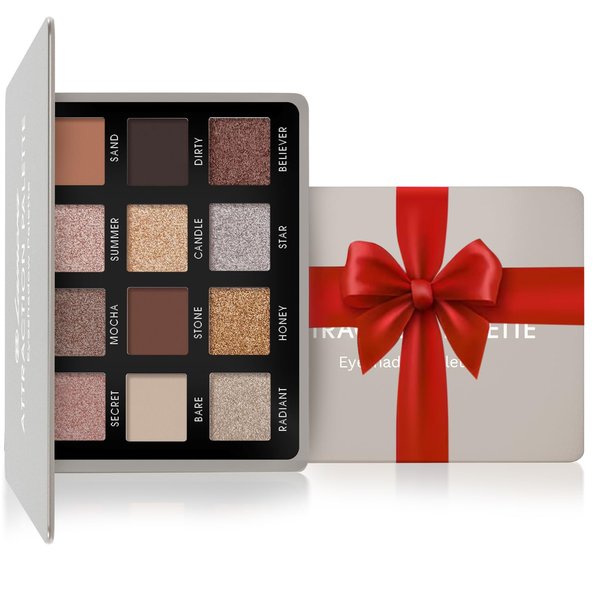 Lamora Nude Neutral Eyeshadow Palette - 12 Natural Highly Pigmented Shimmer & Matte Shades - Travel Size Makeup Palette with Mirror