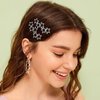 HINZIC 6Pcs Silver Hollow Star Hair Clips, Vintage Cluster Star Hairpin Metal Geometric Non Slip Barrettes for Bridal Women Girls Wedding Prom Birthday Valentines Hair Accessories