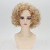 TISHINING Short Blonde Curly Wigs for White Women with Bangs Full Bouncy Curly Mixed Blonde Synthetic Short Hair Wigs for Women Natural Looking Heat Hair Replacemnet Wig