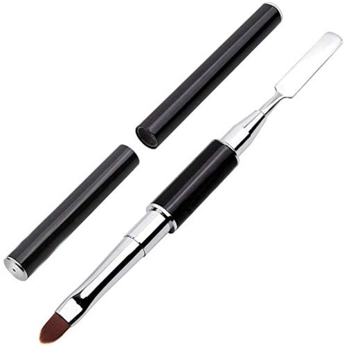PayPie Dual-Ended Polygel Brush & Picker Brush tool, 2 in 1 Stainless Steel Designs Polygel Nail Brushes Gel Nail Tool for PolyGel Gel Acrylic Nails Extension (Black)